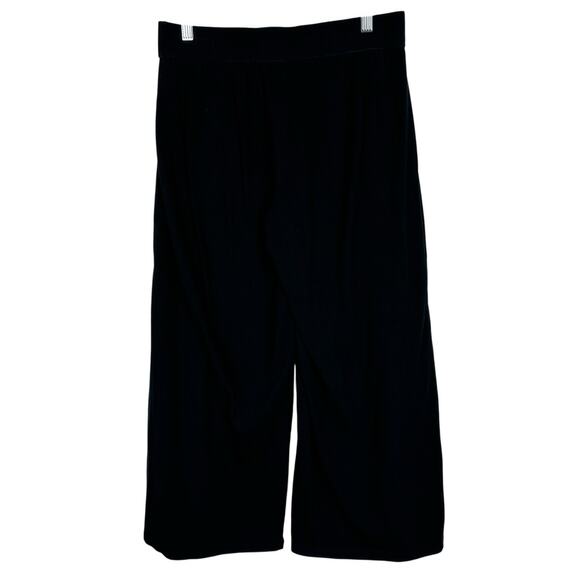 Eileen Fisher Pants Women XS Black Pull On Wide Leg Cropped Organic Cotton Knit - Picture 3 of 10